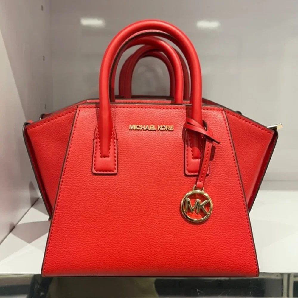 Michael Kors Avril Small Leather Top-Zip Satchel Color Flame - Picture 3 of 16